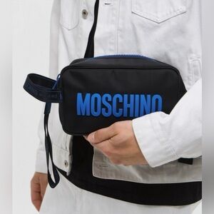 Moschino Logo Messenger Bag with Blue Logo New with Tags
